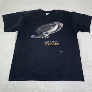 Vintage Star Trek Voyager Shirt Mens XL Black Stanley Desantis 1995 Tee 90s USA